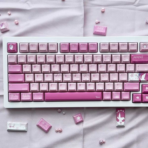 PBT Keycap Maid Pink Maid Blue Keycap Profil KCA 140 Touches DYE Subbed Pour 60 61 64 68 75 84 87 96 98 104 Clavier Mécanique HKD230808