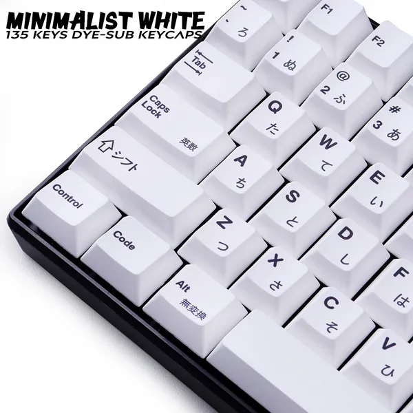 PBT Large Set Cherry Profile SUB-DYE Japanese Keycap Minimalist White Theme Style Convient au clavier mécanique