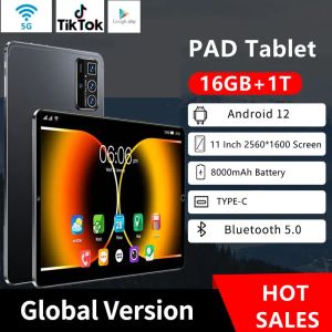 PC 2023 Nouvelle version globale de 11 pouces Tablette Android12 16 Go RAM 1T ROM DUAL SIM 10 CORE WPS GPS GPS BLUETOOTH 5G Réseau GPS Tablet PC