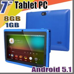 PC 20X tablettes 7 "7 pouces 1GB 8GB A33 Quad Core tablette Allwinner Android 5.1 capacitif WIFI double caméra facebook Q88 flash C7PB