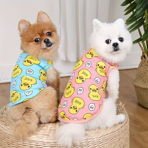pc Adorable gilet doux à motifs de canard pour petits chiens, tenue photogénique confortable à porter au quotidien