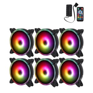 PC CASE RGB Fan 12cm Slanke Aperture Desktop Computer Koeling Kleurrijke Kleur Veranderende Chassis Silent Cooler Met Controller - 3 Fans + Afstandsbediening