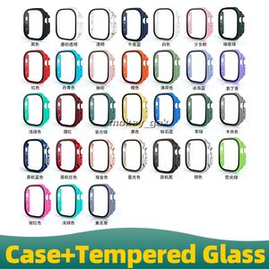 PC Case Screen Protector Kleurrijke Beschermende Shell Horloge Cover Met glas voor Apple Watch Smart Watch Case 40MM 42MM 41MM 45MM 49MM 44MM