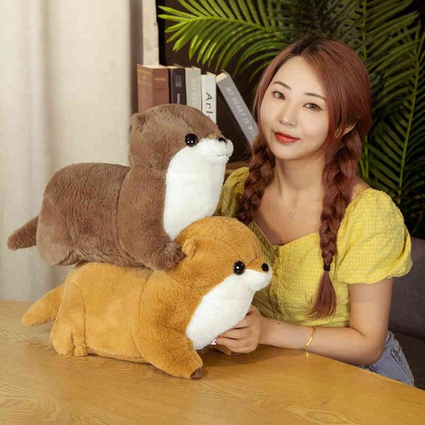 Pc Cm Belle Loutre En Peluche Jouet Simulation Animal Oreiller Rempli Doux Poupées De La Vie Réelle Kawaii Chambre Décor Cadeau Pour Enfants J220704