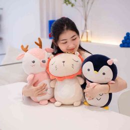 PC CM Mooie Penguin Lion Deer Plush Dolls Cute Animal Toys Soft Filled Pillow Children Kids Meisjes Verjaardagsgeschenken J220704