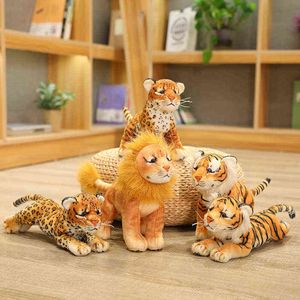PC Cm belle simulation tigre lion léopard jouets en peluche poupées d'animaux vifs en peluche doux enfants bébé anniversaire cadeaux de Noël J220704