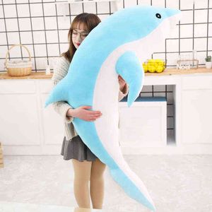 PC CM Big Size Kawaii Dolphin Plush Toy Beautiful Gevulde Soft Animal Pillow Dolls For Children Slapen Gift J220704