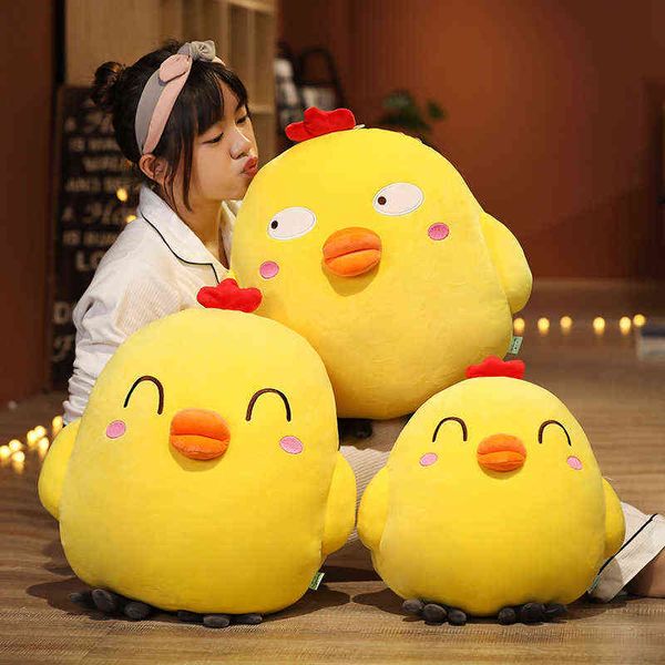 Pc Cm Cute Round Chicken Plush Toy Funny Cuddly Animal Chick Pillow para niñas Baby Doll Gift Presents J220704