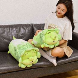 PC CM Kawaii Chinese kool varken knuffels Creative Animal Plush Pillow Gevulde bloemkoolpoppen voor meisjes baby J220704