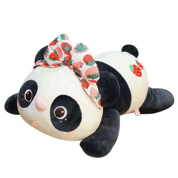 Pc Cm Encantador Panda Acostado Con Arco Juguete De Peluche Lindo Cojín Animal Suave Kawaii Regalo De Cumpleaños Para Niños Niñas J220704