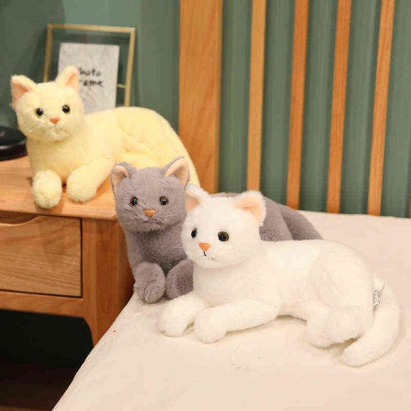 PC cm simulación gato peluche juguete lindo gatito peludo muñecas relleno animal suave para niños niñas decoración de la habitación de cumpleaños regalo J220704