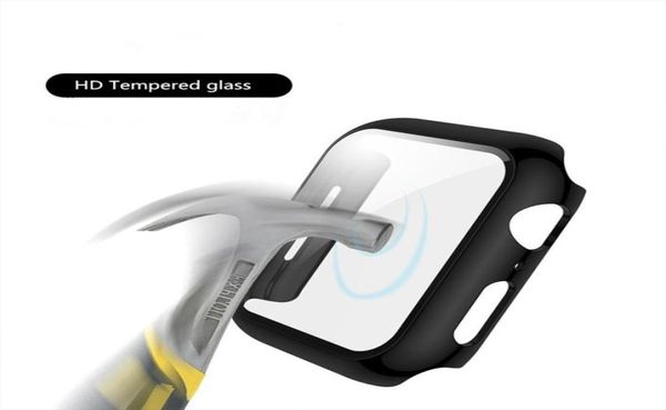 Couvercle PC avec film en verre trempé pour Apple Watch SE Series 7 6 5 4 3 Boîtier de protection d'écran Pare-chocs pour iWatch 40 mm 44 mm 38 mm 42 mm 9732979