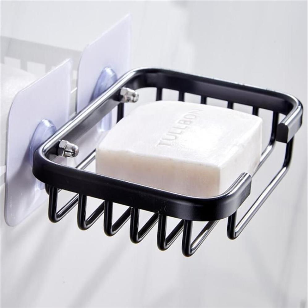 PC Creative Drill Soap Dish Holder Wall Mounted Storage Rack Hollow Type Sponge Badrumstillbehör Disker296J