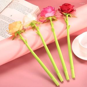 Pc mignon kawaii rose flower gel stylo de bureau fournit des fournitures de papeterie créative douce douce douce douce