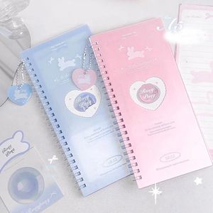PC Journal Scrapbook mignon pour la mode étudiante Rose Blue Color Notebook Girl Creative Kawaii Notepad School Supplies