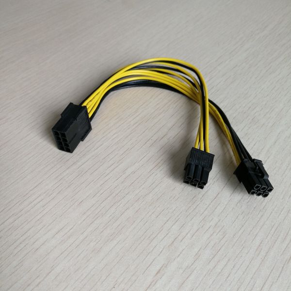 PC computadora de escritorio PCI-E PCI Express 8 pines 1 hembra a 2 macho 6 pines Y adaptador divisor Cable de alimentación 18AWG 20 cm