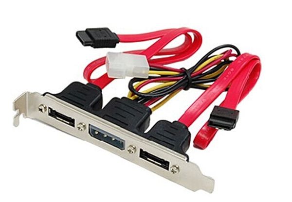 PC DIY SATA Câble à ESATA avec 4pin IDE MOLEX Alimentation d'alimentation Adaptateur Convertisseur Card Full-Height Profil pour le disque dur externe