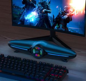 Altavoces Juegos de PC, barra de sonido de escritorio para ordenador, portátil, tabletas, estéreo con cable y radiadores pasivos, altavoz de luz RGB