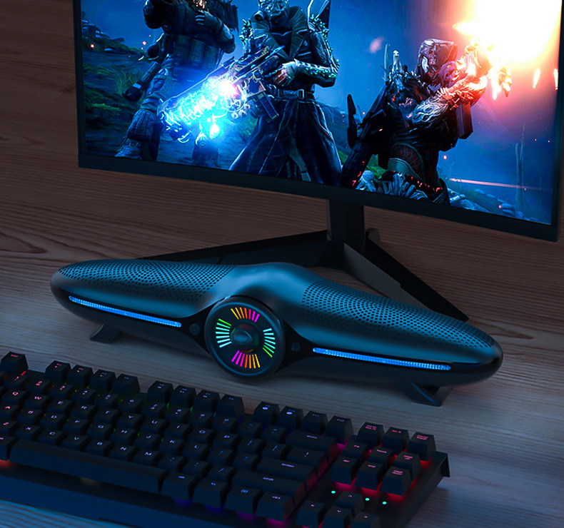PC-Gaming-Lautsprecher, Desktop-Soundbar für Computer, Laptops, Tablets, Stereo, kabelgebunden, mit passiven Strahlern, RGB-Licht-Lautsprecher