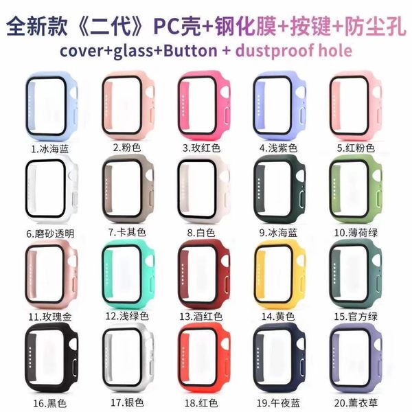 Coque de montre dur avec protecteur d'écran en verre pour Apple Iwatch 5/4/3/2/2 Couverture complète 38 40 42 44mm Packages OPP