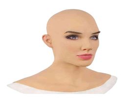 PC Seguridad de alta calidad femenina Silicona realista Crossdresser Mask Cos Halloween Dress Accesorios prácticos de broma para niños J22070857287385