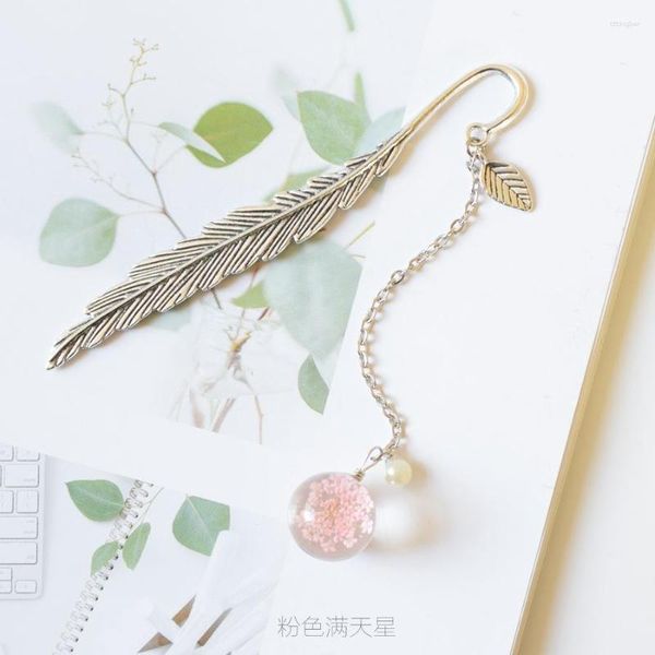 PC Lytwtw's Flower Specimen Creative School Office Office Supply Gift Bookmarks Book Stationery Organizer mignon Funny Pendant Feather