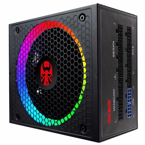 Alimentation PC 750W 100-240V ATX RGB Ventilateur de contrôle de température intelligent 14cm entièrement modulaire 80 Plus Gold Gaming ComputerSupply - Prise US