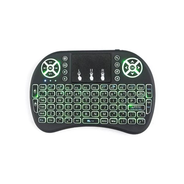 Controles remotos de PC Retroiluminación I8 Inglés 2.4GHz Teclado inalámbrico Air Mouse Toucad Retroiluminado de mano para Android TV Box Mini Drop Delive Ot7Ln