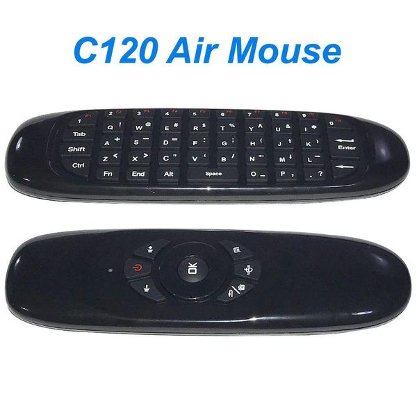 Controles remotos de PC C120 Giroscopio Fly Air Mouse Sensor de 6 ejes Control Android Mini 2.4Ghz Teclado inalámbrico para Android TV Box Drop de Ot7H4