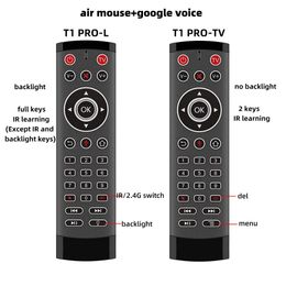 Télécommandes PC Nouveau T1 Pro commande vocale 2.4Ghz sans fil Air Mouse T1Pro Gyro pour Android TV Box livraison directe ordinateurs réseau Otsij