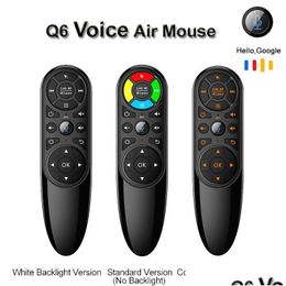 Télécommandes PC Q6 Pro Commande vocale 2.4G sans fil Air Mouse Gyroscope Ir Learning pour Android TV Box H96 X96 Max Plus Mini Drop de Otyjh