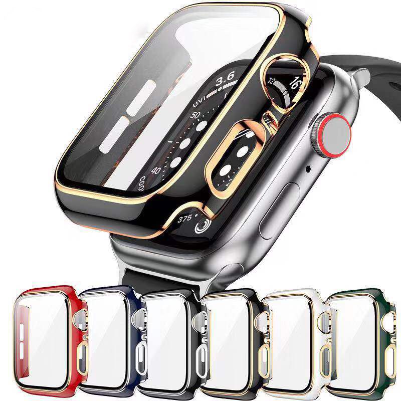Dual Colours Case PC Temered Glass Screen Protector dla iWatch Series 7 Case