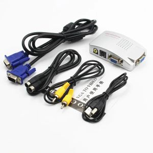 Convertidor de video de PC a TV VGA a TV AV RCA Adaptador Convertidor Video Switch Box Composite Soports para computadora