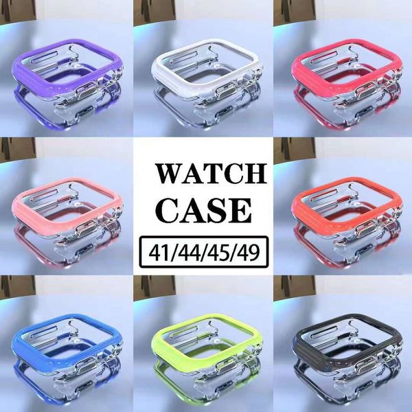 PC+Cubierta de cubierta de TPU para Apple Watch Ultra 2 49 mm 41 mm 45 mm Case de silicona Marco protector de goma Iwatch Serie 9 8 7 6 5 4 SE 44 mm 40 mm Cajas de protegido de pantalla de relojes inteligentes