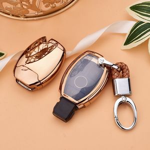 PC TPU Key Case Cover Key Case Protective Shell Holder geschikt voor Mercedes Benz W204 W205 W212 C E S GLA Leather Key Cover Case