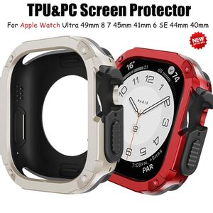 PC met TPU Cover Voor Apple Watch 41 MM 45 MM 44 MM 40 MM 49 MM 2 in 1 Armor Drop-proof Beschermhoes iwatch serie 8 7 6 5 4 SE Ultra