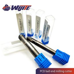 PCD Ball Milling Cutter R1 R2 R3 R4 R5 R6 pour le traitement de l'acrylique en cuivre en aluminium peut être personnalisé à n'importe quelle taille