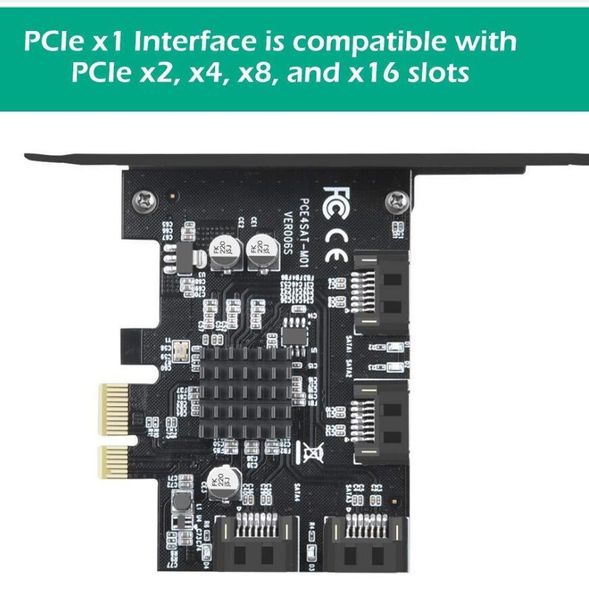 Carte d'interface d'ordinateur PCI-E vers SATA 3 4 ports 6G, pilote dur IPFS 88SE9215 Marvell 88SE92xx PCIE 1X 2X 4X 8X 16X WINXP WIN7 WIN8 WIN10 LINUX MAC