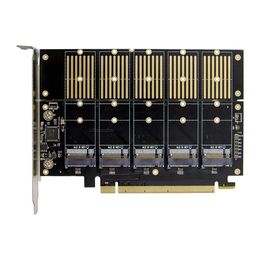 Tarjeta de expansión PCI-E x16 JMB585 de 5 puertos M.2 Key B NGFF SSD, tarjeta de conversión SSD de alta velocidad de 6Gbps