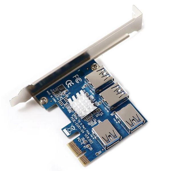 Adaptateur PCIE à PCI-E 1 Tour 4 PCI-Express Slot 1x à 16x USB 3.0 Mining Special Riser Carte PCI E Convertisseur pour BTC Miner Mining