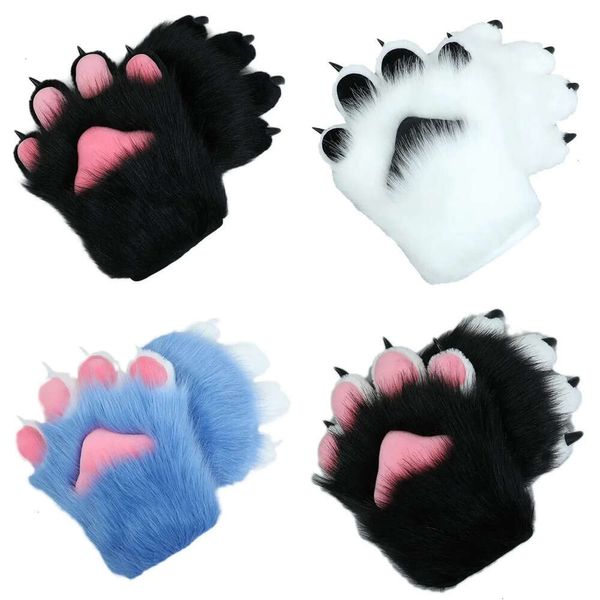 PCS 2 Cartoon Plush Cat Cosplay Cause Nails Guantes Guantes de la patada de la mano peluda Mittens para contar historias 231220 310