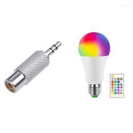 Uds 3,5 Mm estéreo macho a RCA Mono hembra Adaptador de Audio plata 1 E27 lámpara de Control inteligente luz Led RGB