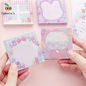 Pcs adhésif cahier autocollant mignon Kawaii bonbons Notes autocollantes bloc-Notes bloc-Notes bureau fournitures scolaires papeterie poste lapin ours