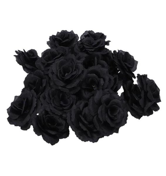 Pcs noir Rose artificielle soie fleur fête de mariage maison bureau jardin décor bricolage fleurs décoratives couronnes 7551289