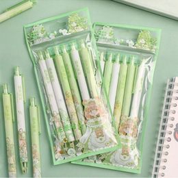 Ensemble de stylos Gel à pression pour fille, dessin animé, mignon, 0.5mm, encre noire neutre, fournitures scolaires et de bureau, papeterie cadeau