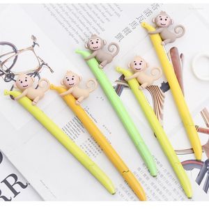 PCS Cartoon Monkey Gel Pen Leuke banaan 0,5 mm Ballpoint Black Color Pens Stationery Office Accessories School Supplies EB748