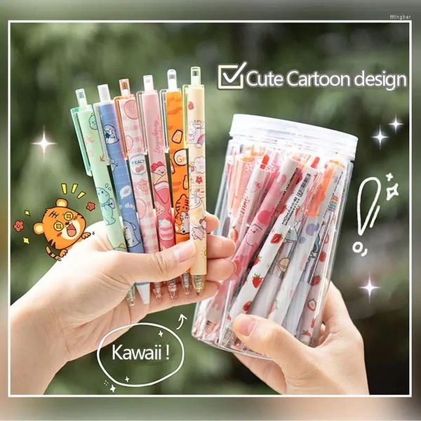 PCS stylos de gel kawaii mignons 0,5 mm à encre noire à sec rapide et couleur mixte de couleur pour écrire des fournitures de papeterie scolaire