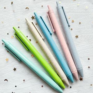 PCS Environnement de blé de blé Point de balle stylos kawaii stationnaire mignon fournit des fournitures scolaires de nouveauté