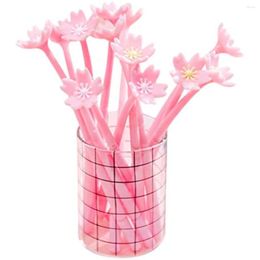 Ensemble de stylos à bille Gel en forme de fleur de cerisier, en Silicone, à pointe Fine, à encre noire, pour fournitures scolaires et de bureau