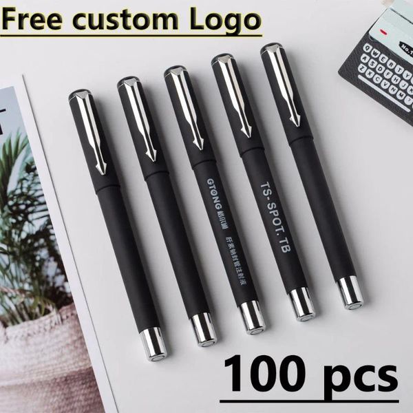 PCS Gel Pen gratuit Logo personnalisé Publicité 0,5 mm de haut niveau en carbone Signature de 0,5 mm Cadeau en gros en carbone